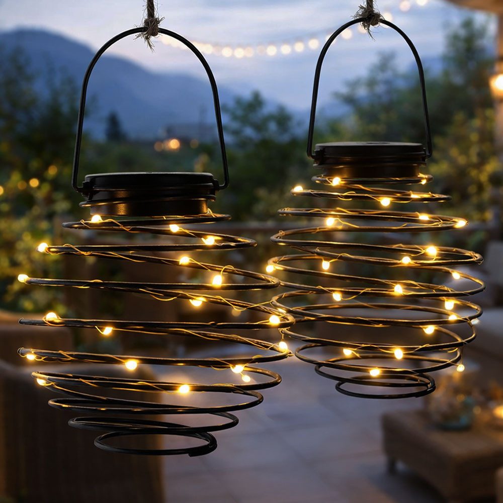 Expo Börse LED Solarleuchte, LED-Leuchtmittel fest verbaut, Warmweiß, LED Solarleuchte Bienennest Solarlampe Spirale anthrazit Außenleuchte