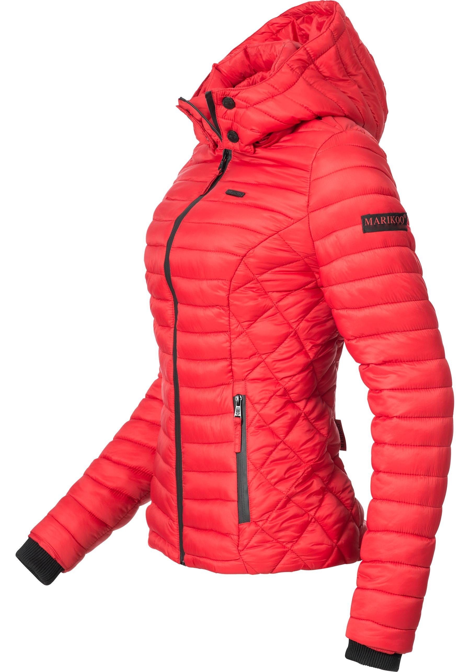 Steppjacke Samtpfote Kapuze mit rot ultraleichte Marikoo Übergangsjacke