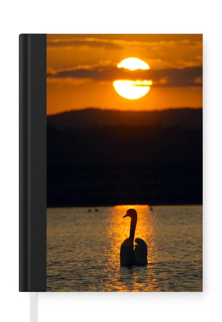 98 Notizheft, - Schwan Tagebuch, Seiten, Sonnenuntergang, A5, Journal, Haushaltsbuch MuchoWow Notizbuch Merkzettel,