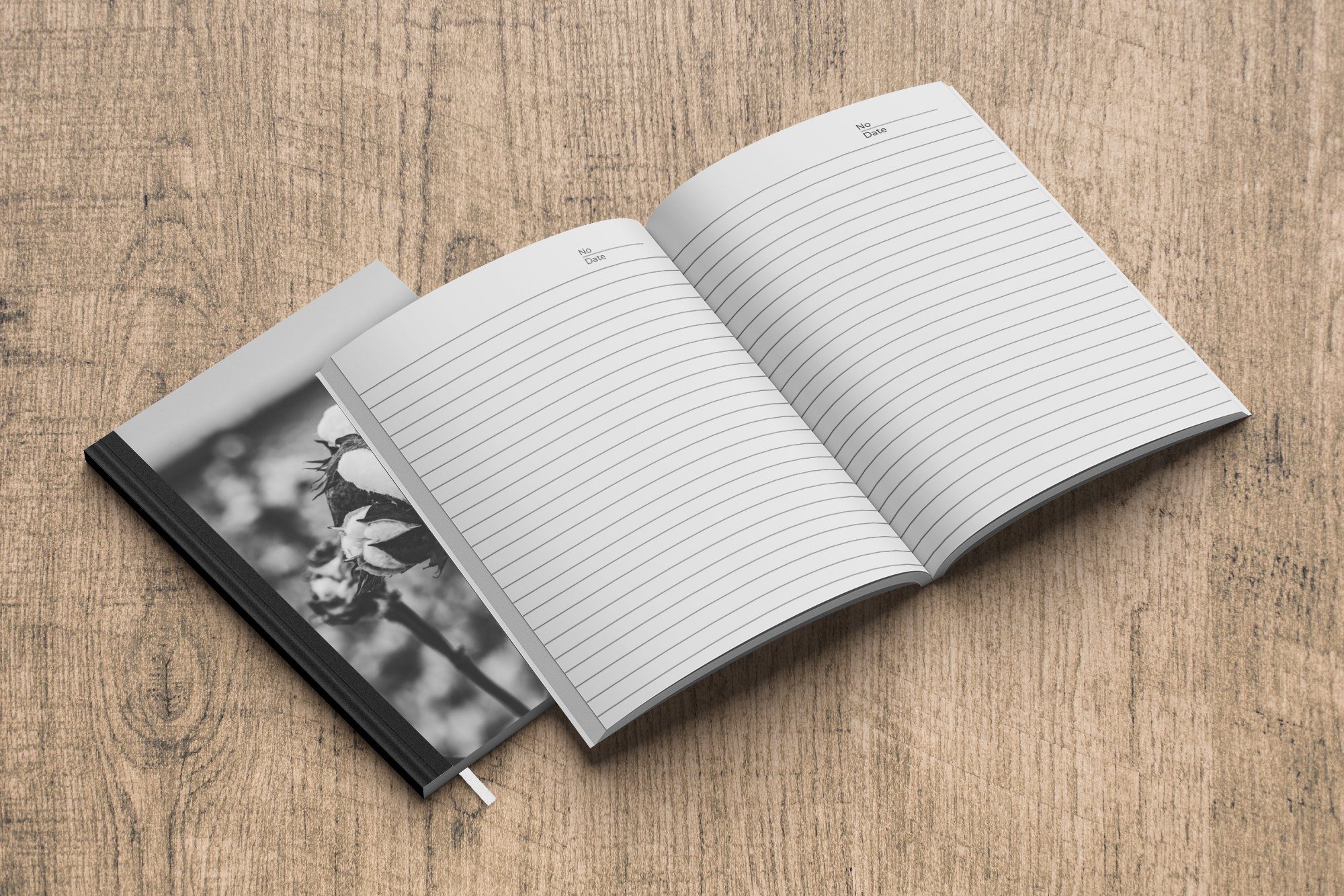 Tagebuch, MuchoWow Journal, Weiß, - Haushaltsbuch A5, - Merkzettel, Pflanzen Seiten, Notizheft, 98 - Schwarz Notizbuch Baumwolle