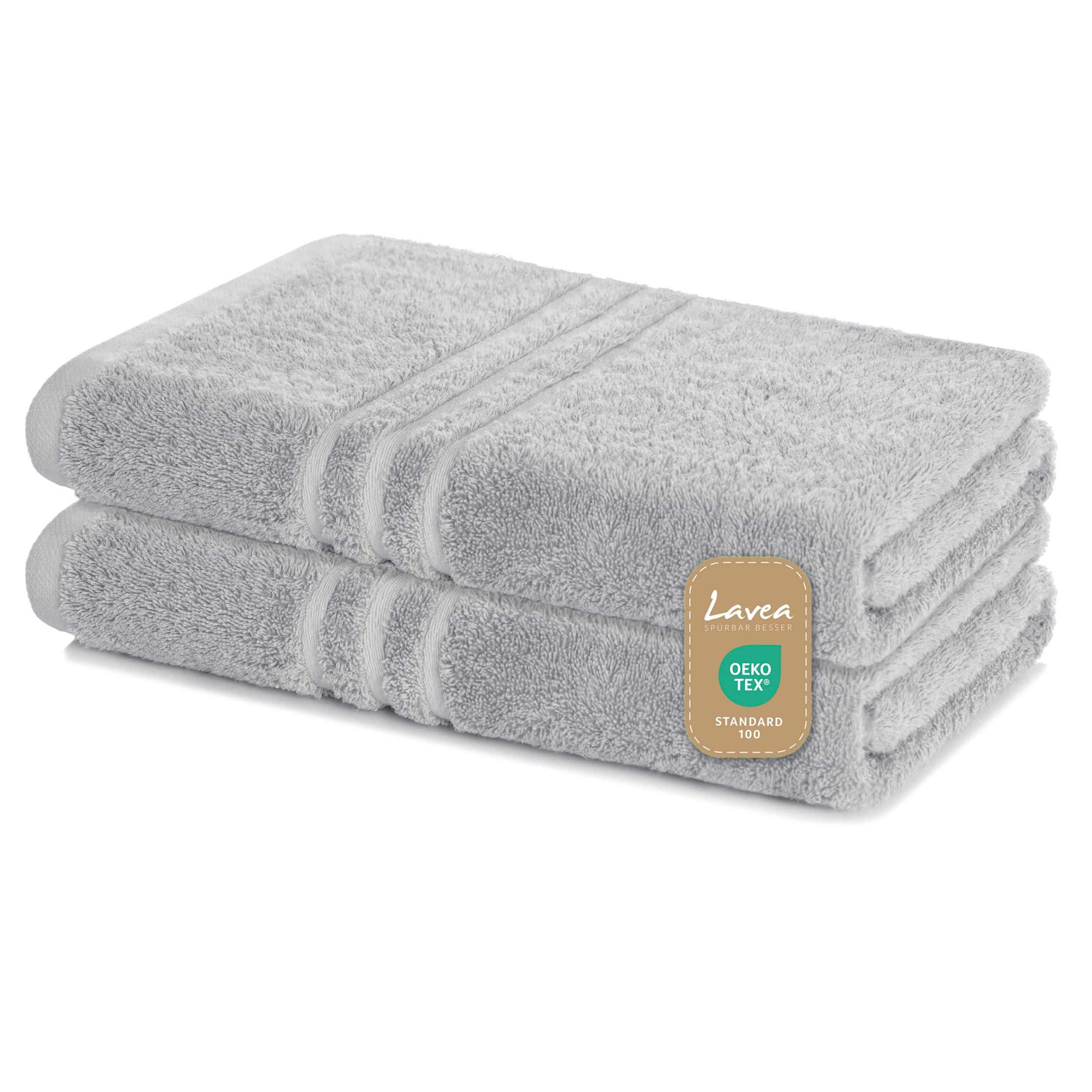 Lavea Handtuch Set saugstarke Frottierserie Elena, aus 100% strapazierfähiger Baumwolle (70x140cm, 2-St), Duschtücher – weich mit 500g/m², pflegeleichtes Duschtuch-Set