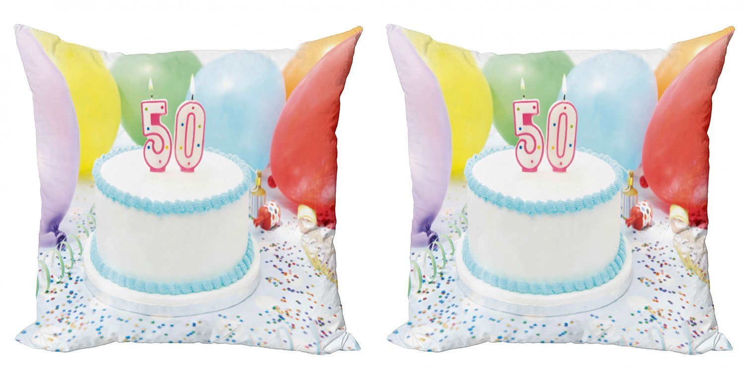 Modern 50 (2 Abakuhaus Digitaldruck, Kissenbezüge Alter Accent Stück), Doppelseitiger 50. Geburtstag Kuchen-Party