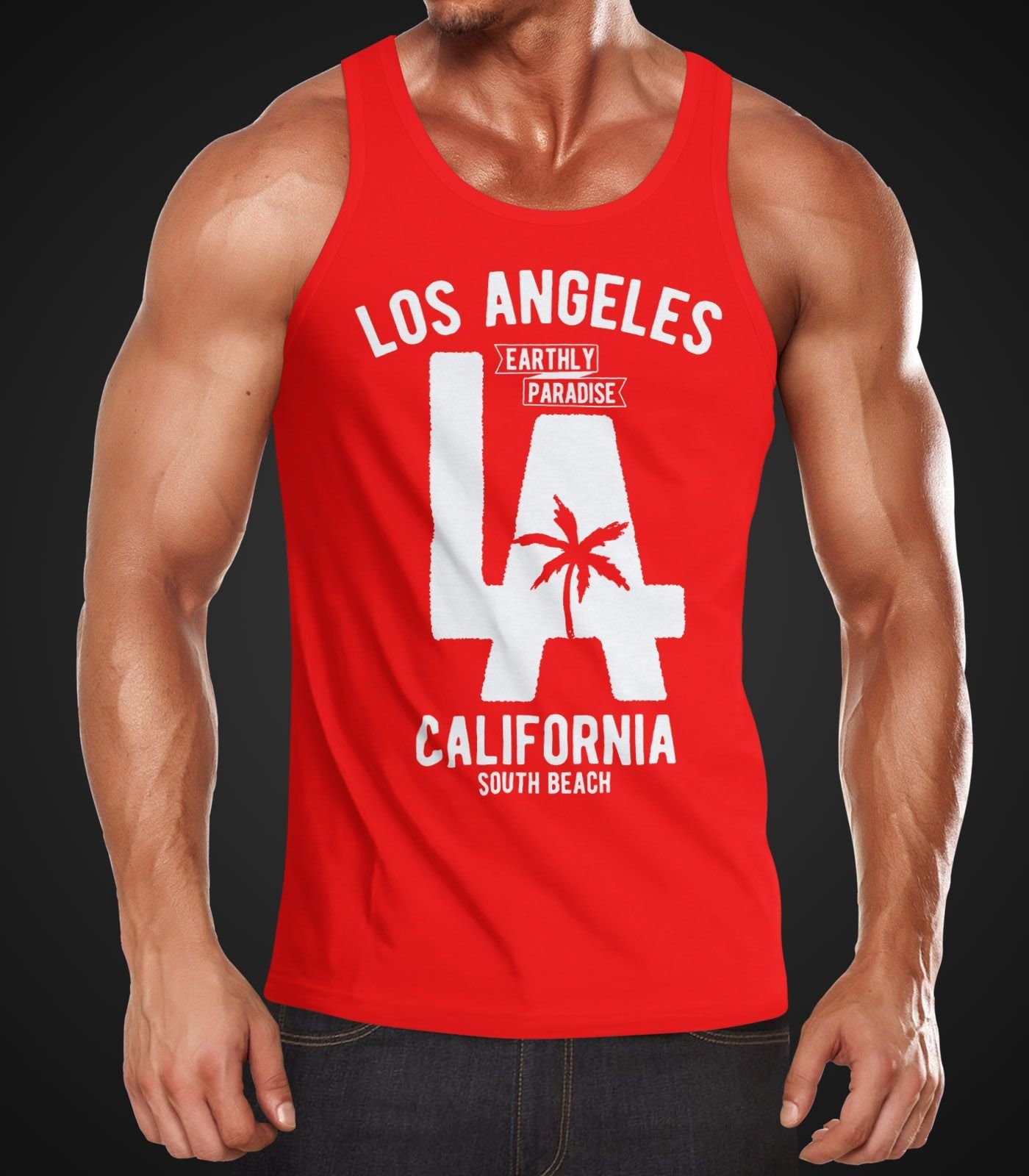 Neverless Tanktop Herren Tank Top Los Angeles California LA Palme mit Print günstig online kaufen