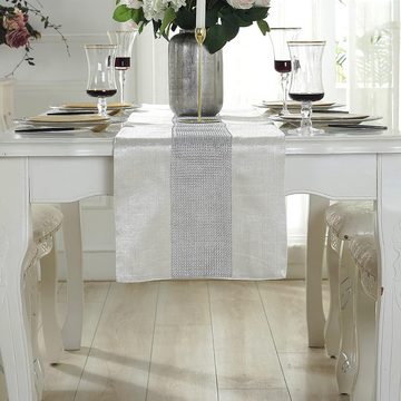 Truyuety Tischläufer Glitter Tischläufer Silber Diamant Table Runner für Küchentisch (1-tlg)