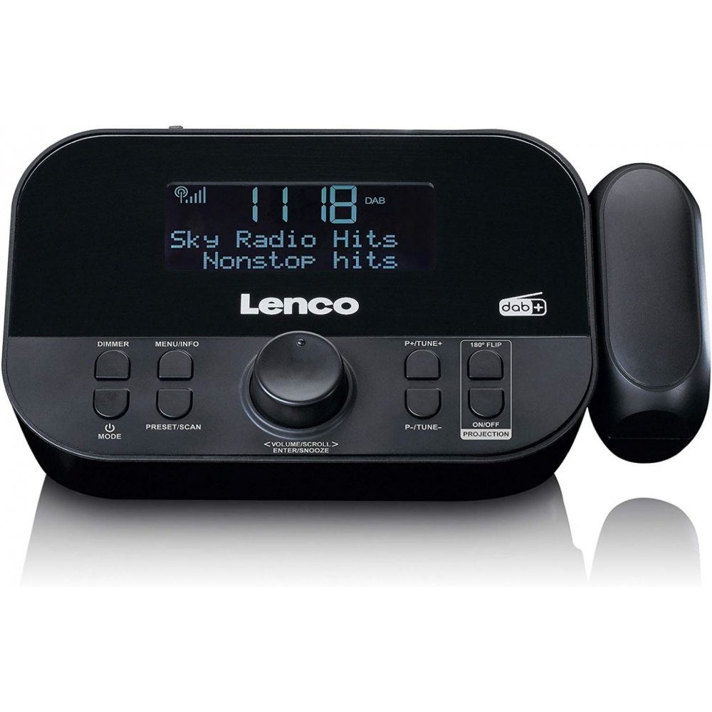 Lenco CR-615BK - DAB+ und FM-Radiowecker mit Zeitprojektion - schwarz Digitalradio (DAB) (Digitalradio (DAB)