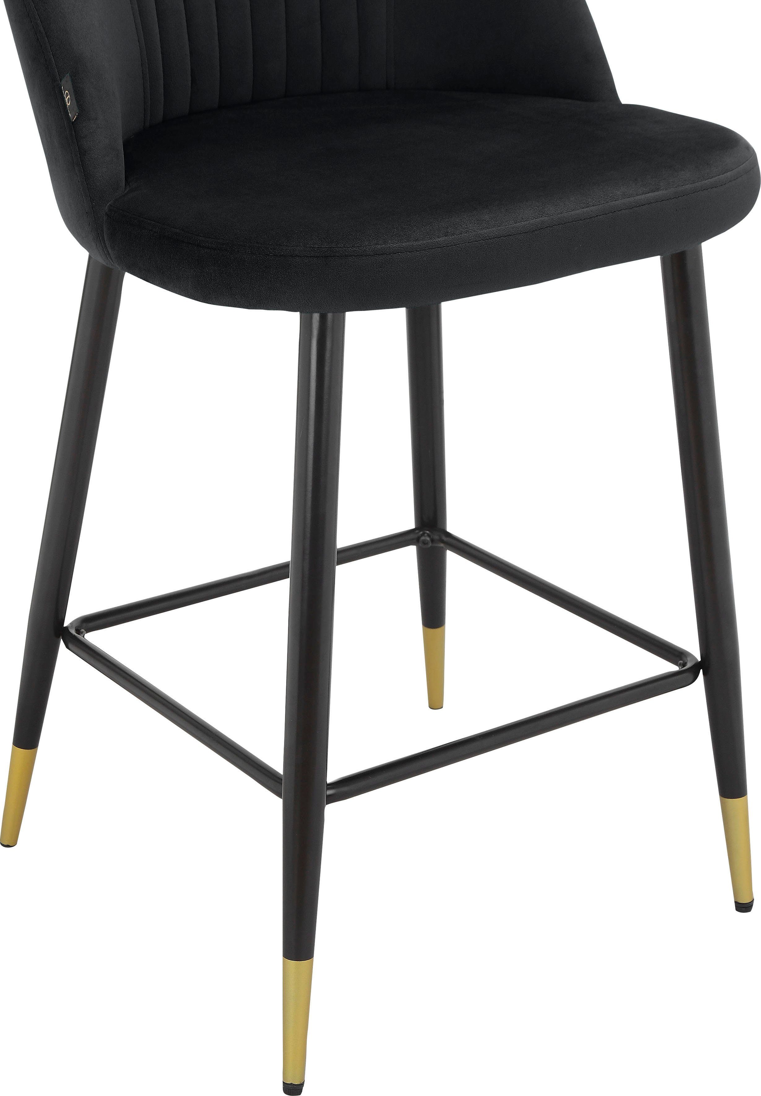 Bistrostuhl mit Sitzhöhe (2 Embrosse 65 Rücken gepolstert, Sitz cm Velourstoff, schwarz schönem und in Leonique St),