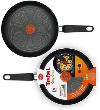 Tefal Pfannen-Set Onlycook, Aluminium (Pfannenset, 3-tlg., 24 cm Bratpfanne, 28 cm Bratpfanne, Tefal Hamburger-Maker Schwarz, Aluminium-HAMBURGERPRESSE (11) cm)