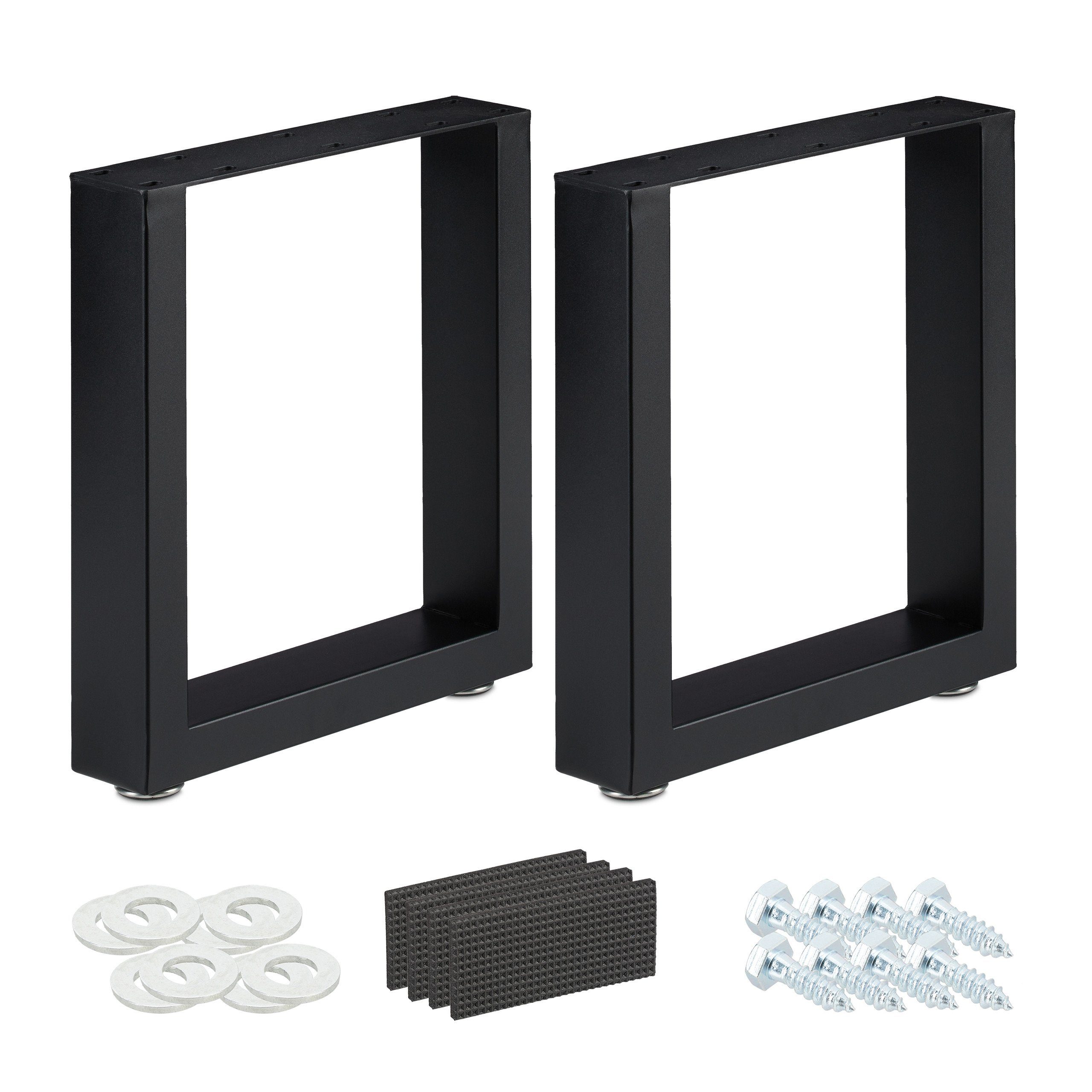 relaxdays Tischbein 2er Set Tischkufen schwarz, 40 x 43 cm