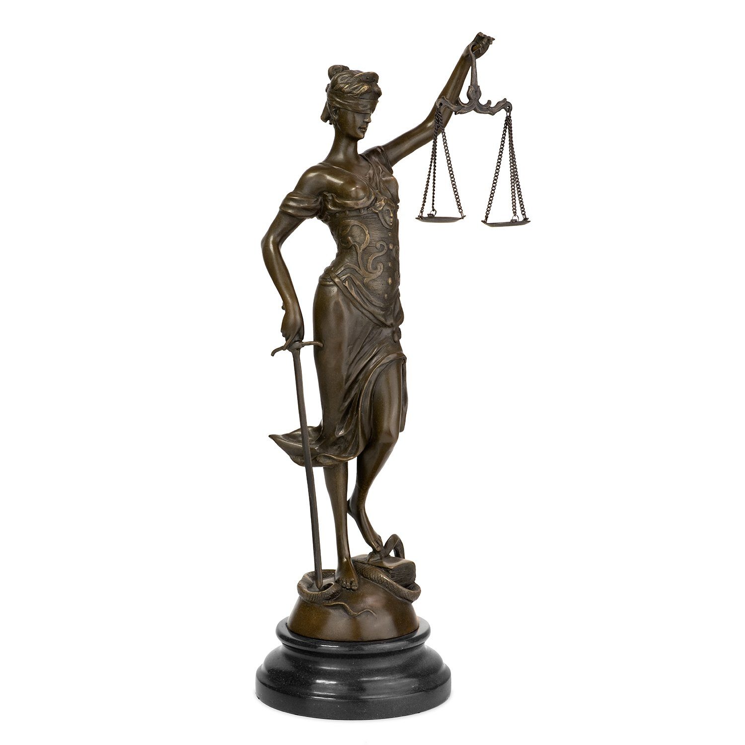 Vitrine Figuren Moritz Dekofigur Bronzefigur Regal Justice, für Deko Lady Bronzefigur Schreibtisch Skulptur