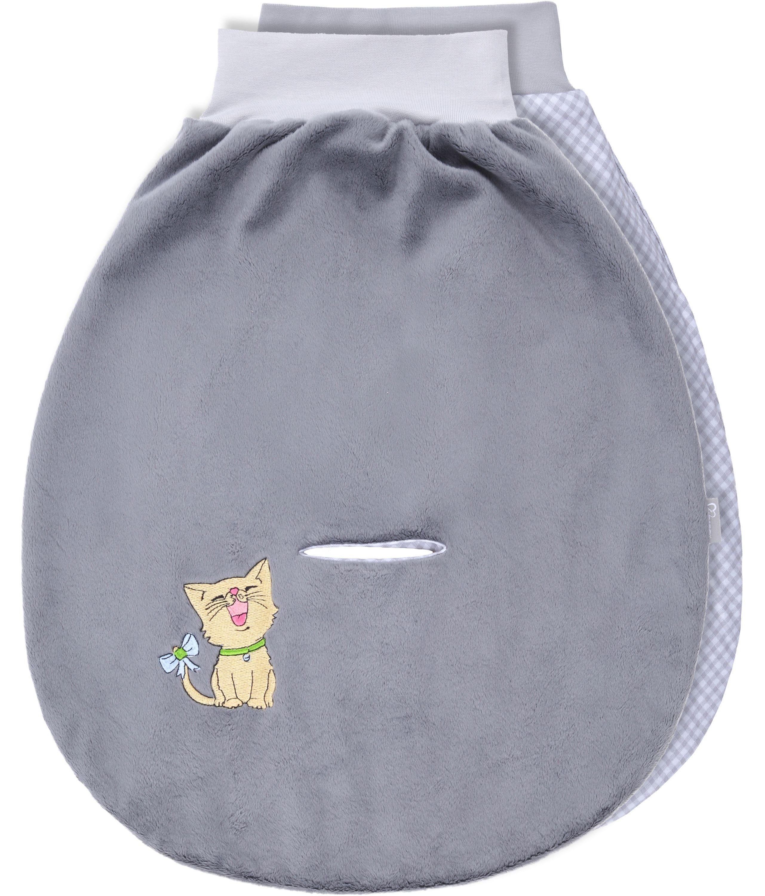 Be Mammy Babyschlafsack Baby Pucksack Strampelsack Schlafsack Autositz aus Baumwolle BE20-137 (1 tlg) Grau/2094_03 - Katze