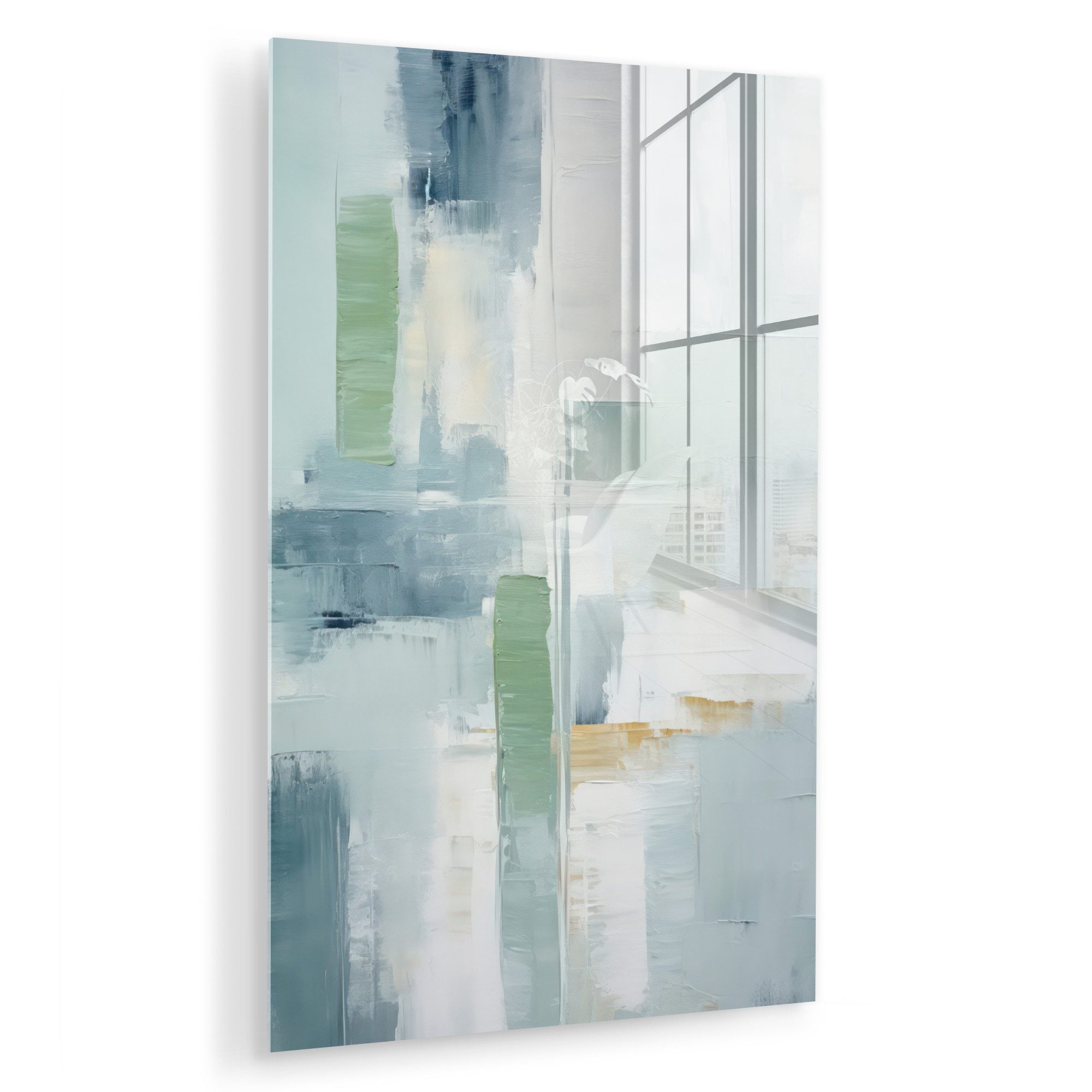 MuchoWow Acrylglasbild Farbe - Moderne Kunst - Abstrakt - Grau, Inkl. Aufhängung, Dekorative Bild für Küche & Wohnzimmer auf Glas, 20x30 cm