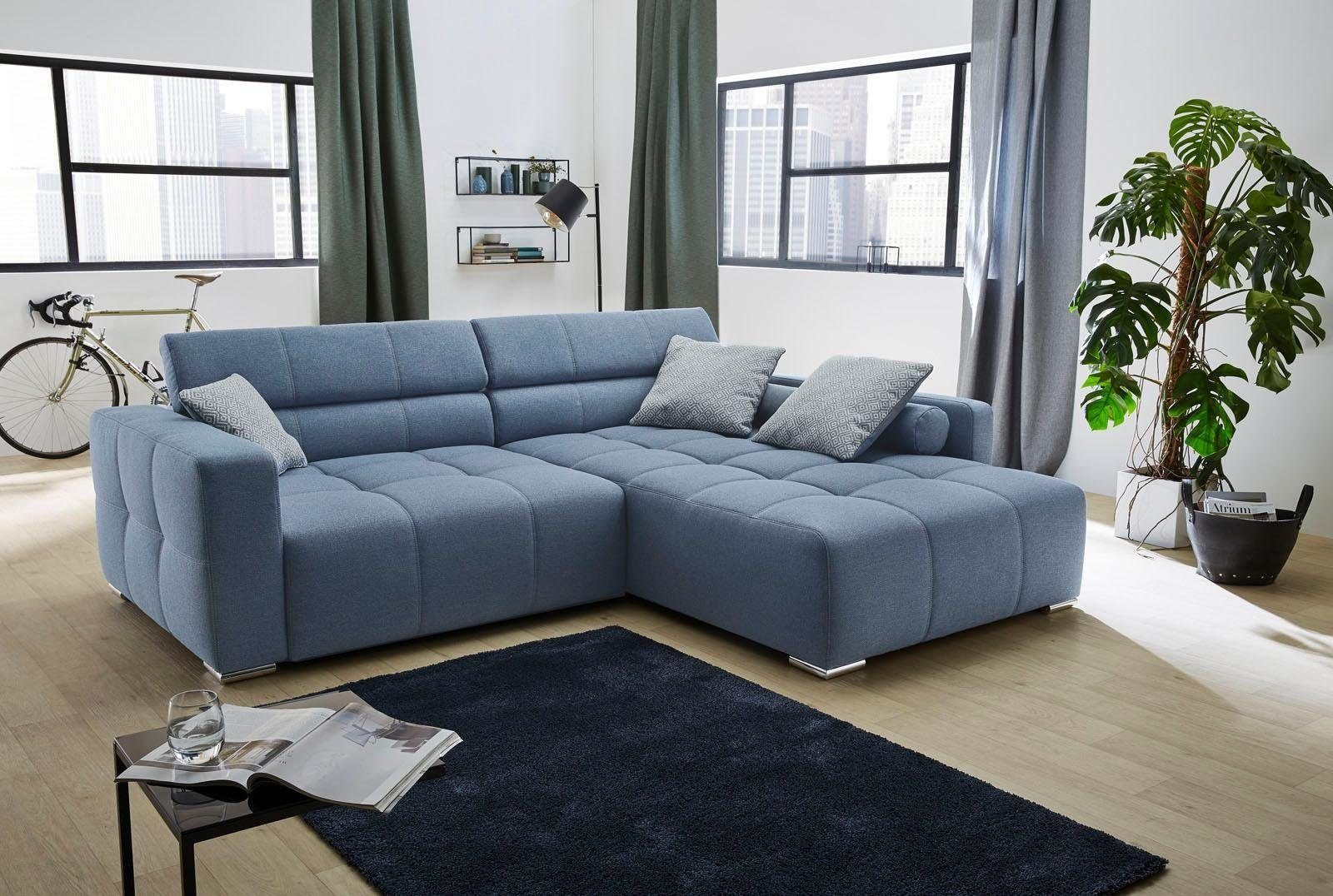 Jockenhöfer Gruppe Ecksofa Salerno L-Form, B: 280 cm, im Big-Sofa-Style, mit Kopfteilverstellung & Zierkissen