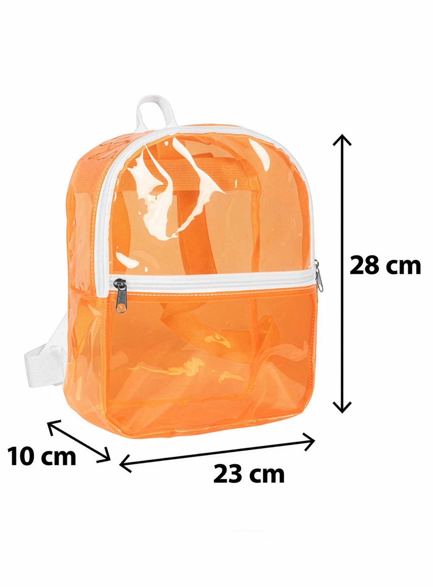 Boland Kostüm Rave Rucksack neon-orange, Für mehr Transparenz: durchsichtiger Rucksack in Neonfarben