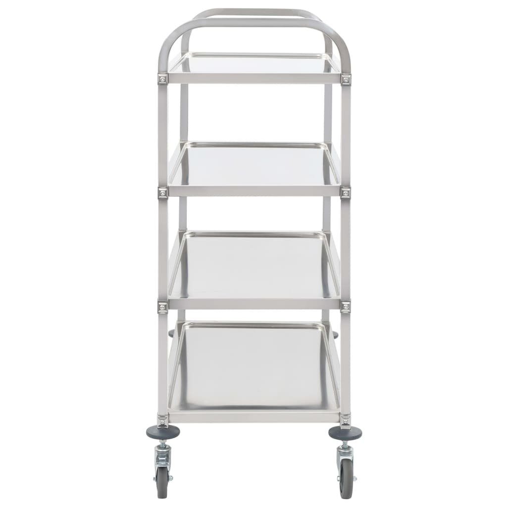 vidaXL Küchenwagen 4-Stufiger Servierwagen 107 x 55 x 125 cm Edelstahl