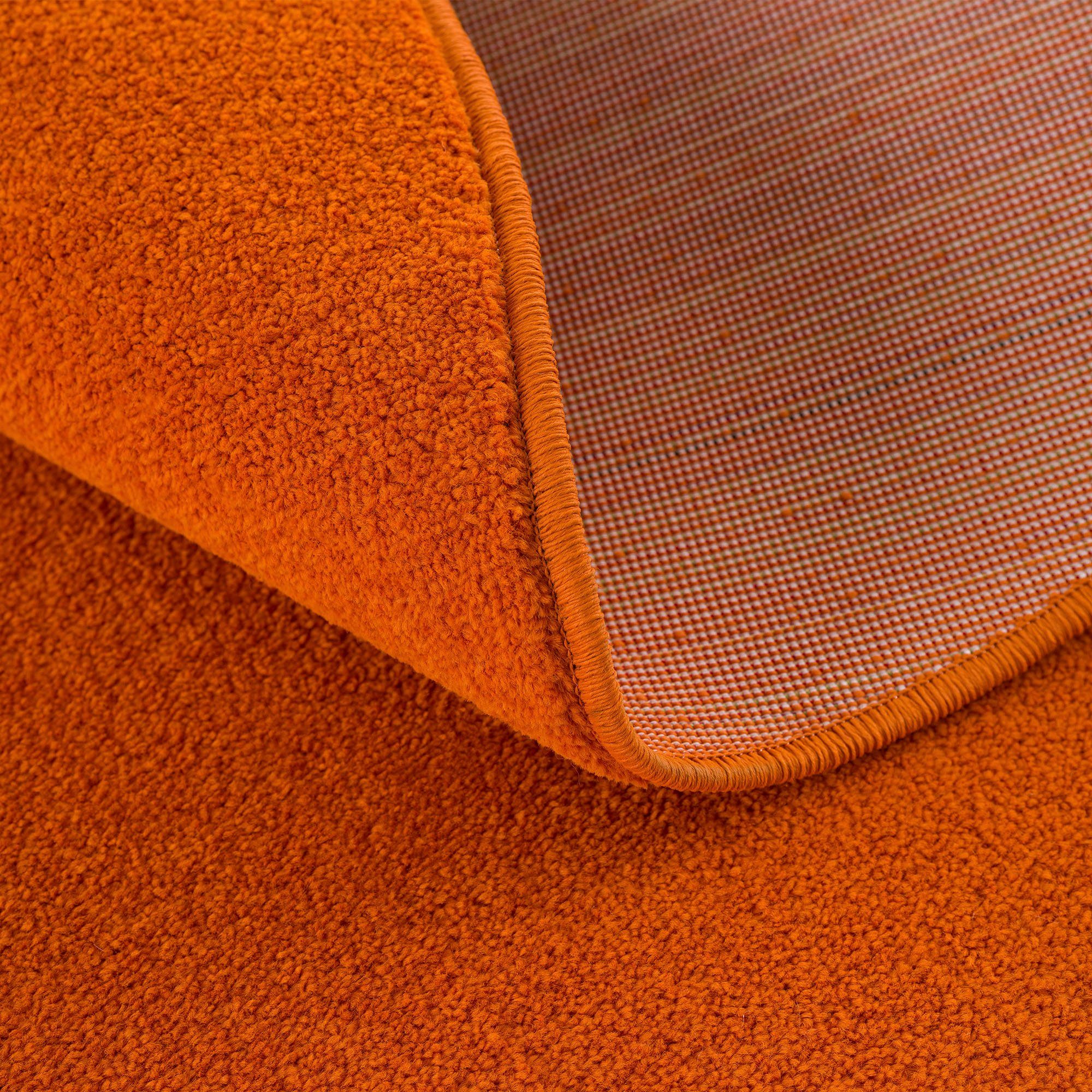 rund, große Uni, Farbauswahl Sanat, Höhe: robuster orange mm, Teppich Kurzflorteppich, 13