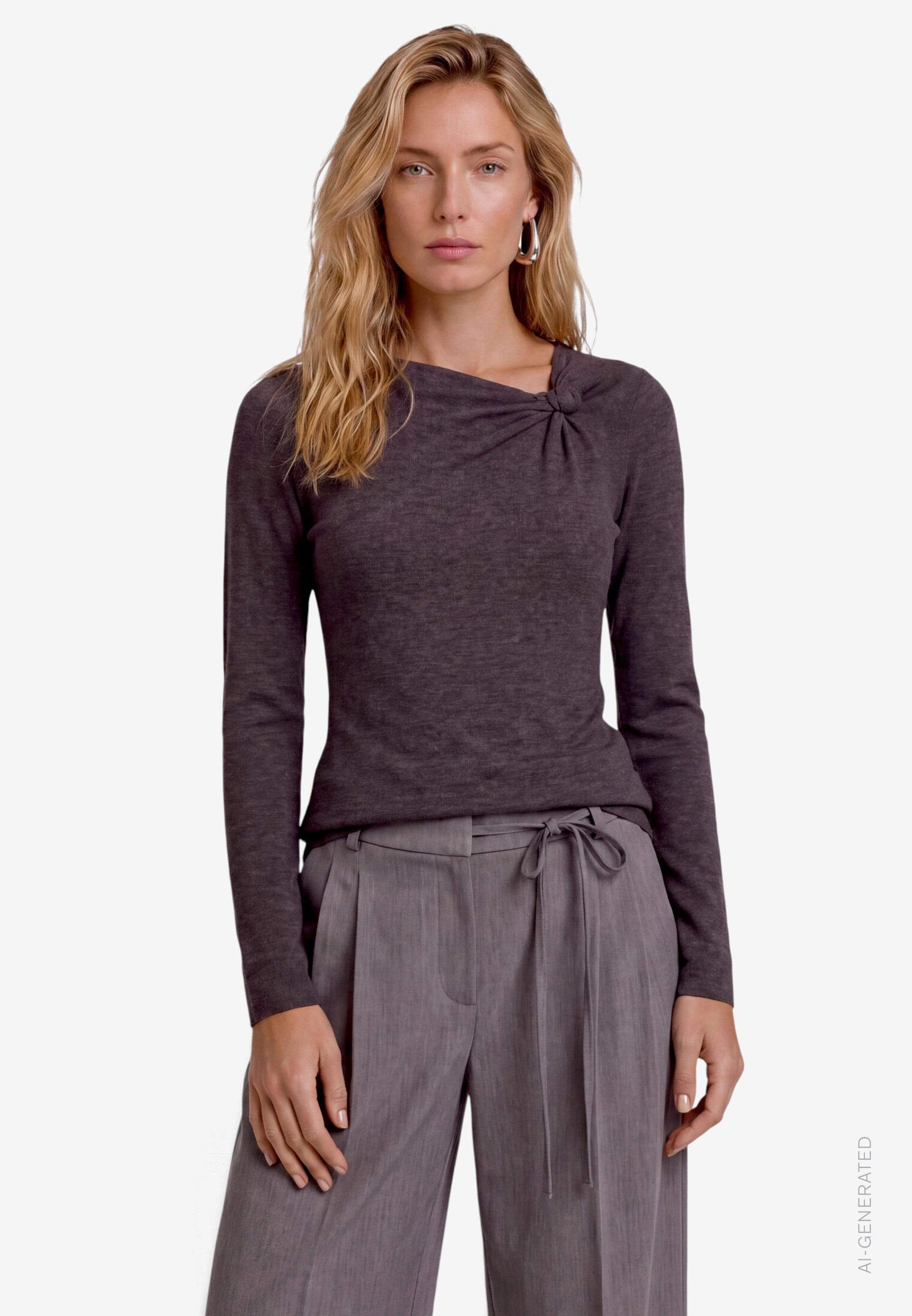 Zero Langarmshirt mit Schnalle / Stretch / Meliert