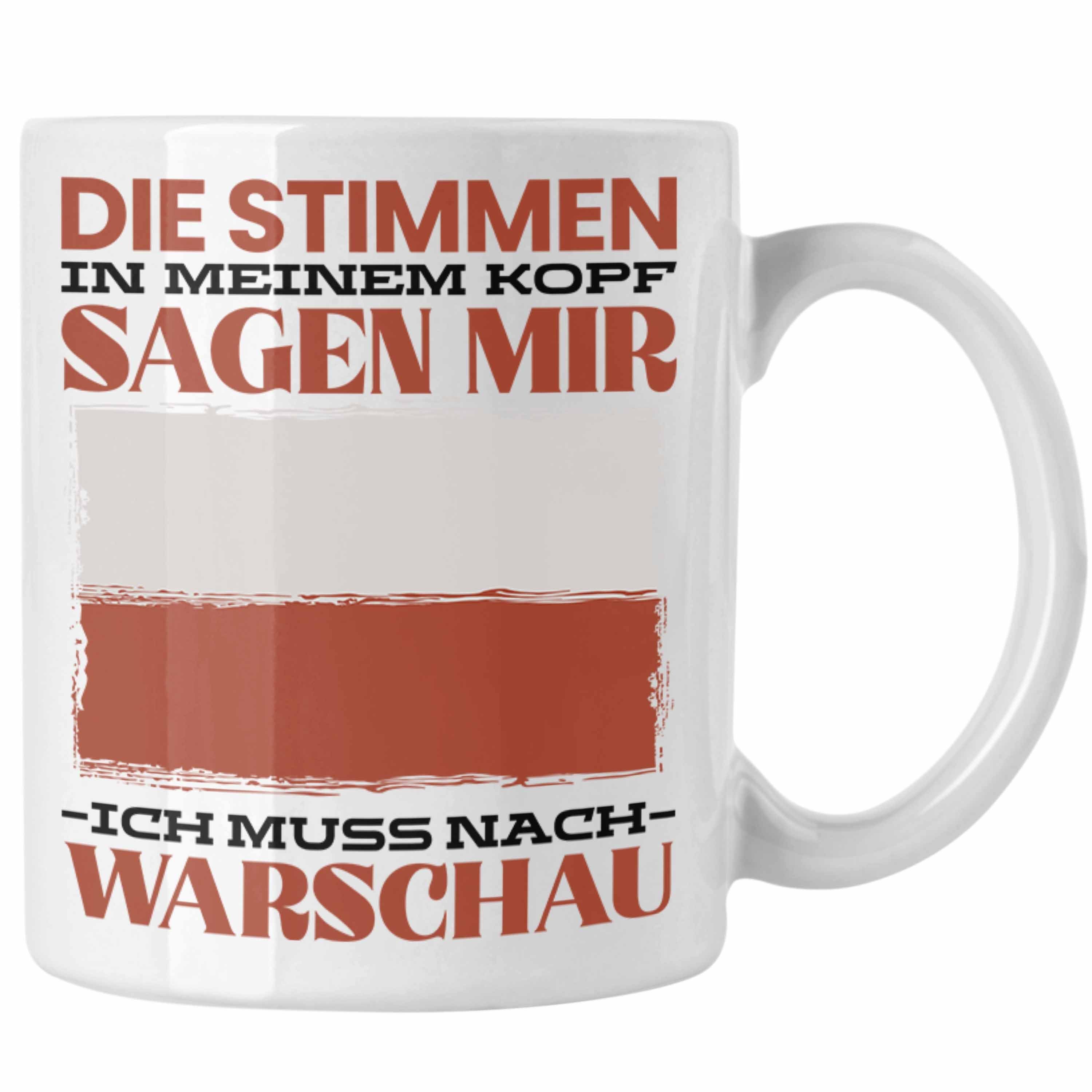 Trendation Tasse Urlaub Tasse Warschau Heimat Spruch Geschenkidee Polen Weiss Geschenk