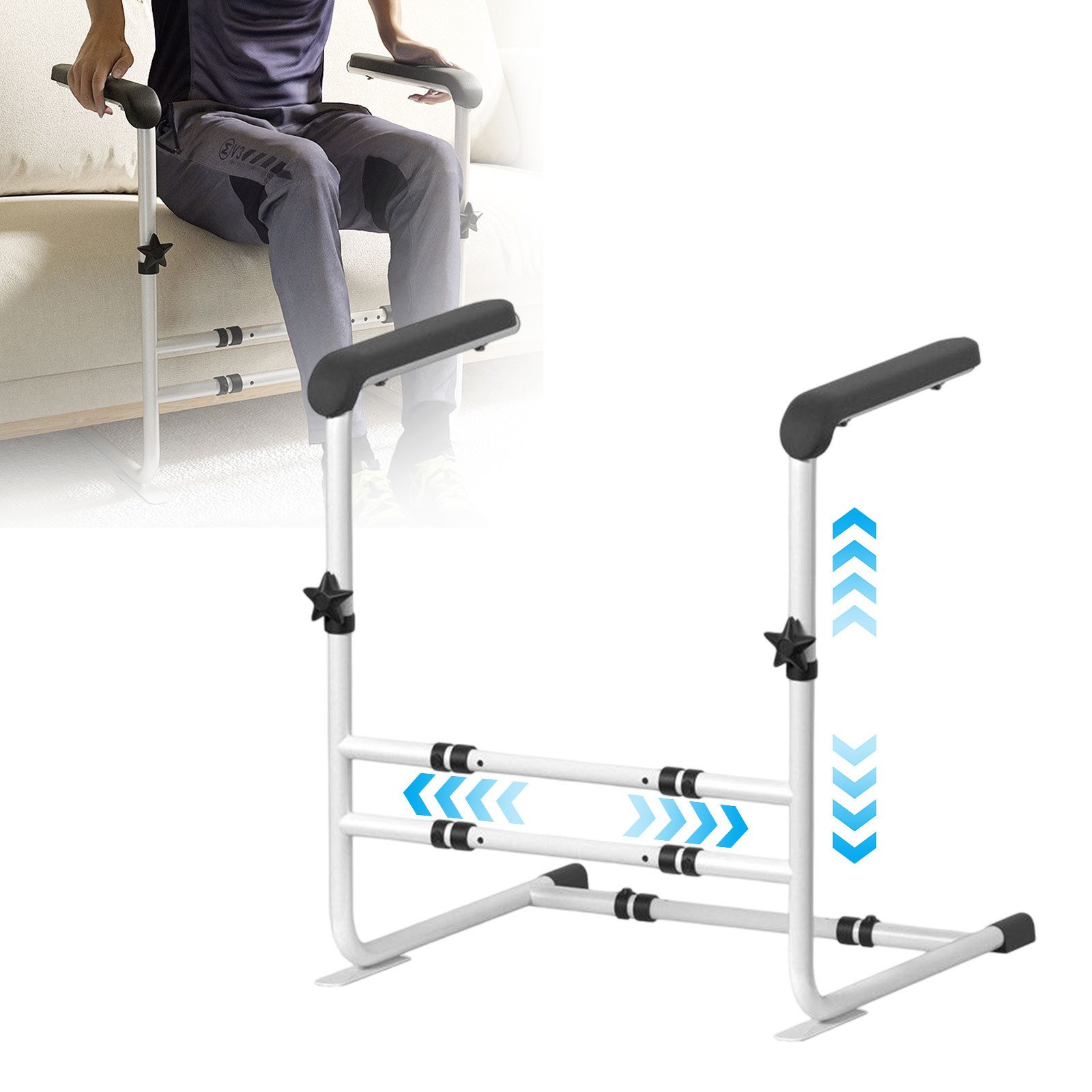 TWSOUL WC-Aufstehhilfe Mobilitäts-Aufstehhilfe Höhe&Breite verstellbar Stuhl-Couch-Stehhilfe, bis 204kg, Senioren und Menschen mit Mobilitäts-Einschränkungen