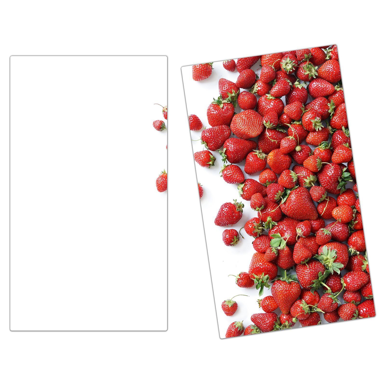 aus am Herdabdeckplatte Primedeco Glas, tlg) Frische Glas Rand, Herd-Abdeckplatte Erdbeeren (2 Spritzschutz