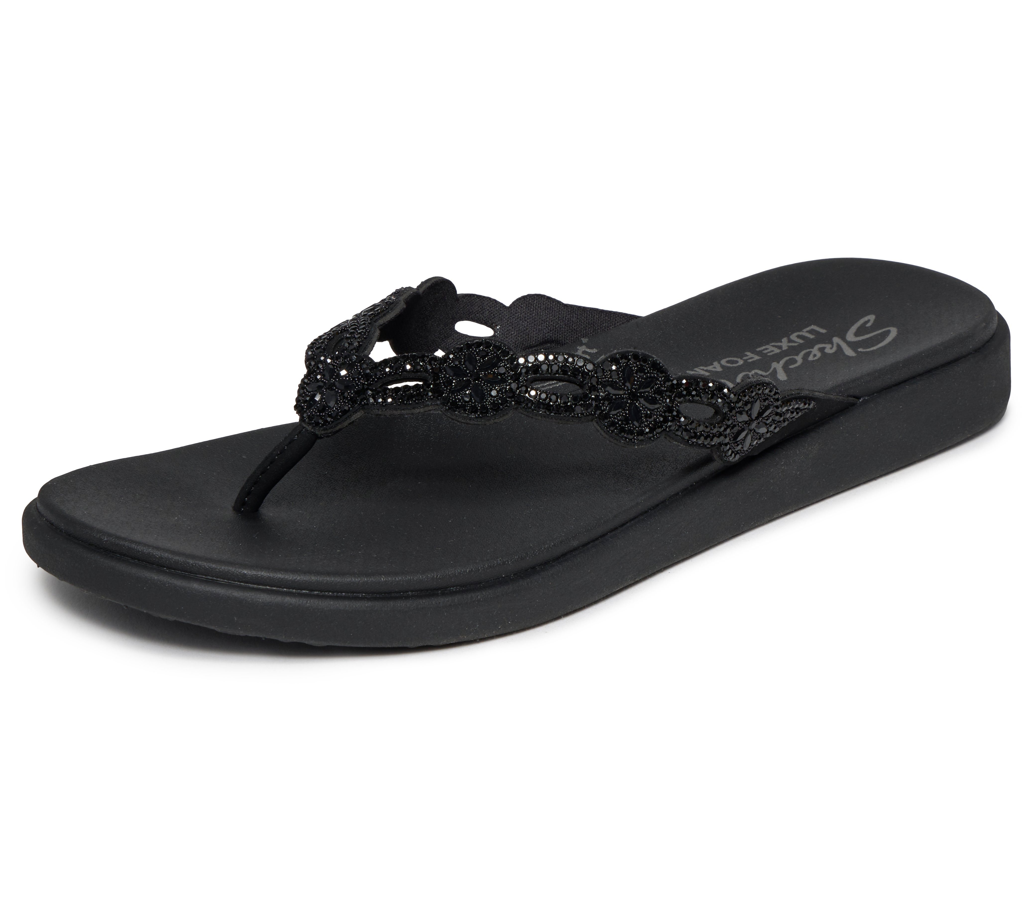 Skechers MEDITATION LUXE Zehentrenner Strandschuh, Sommerschuh, Badeschuh mit Schmucksteinchen