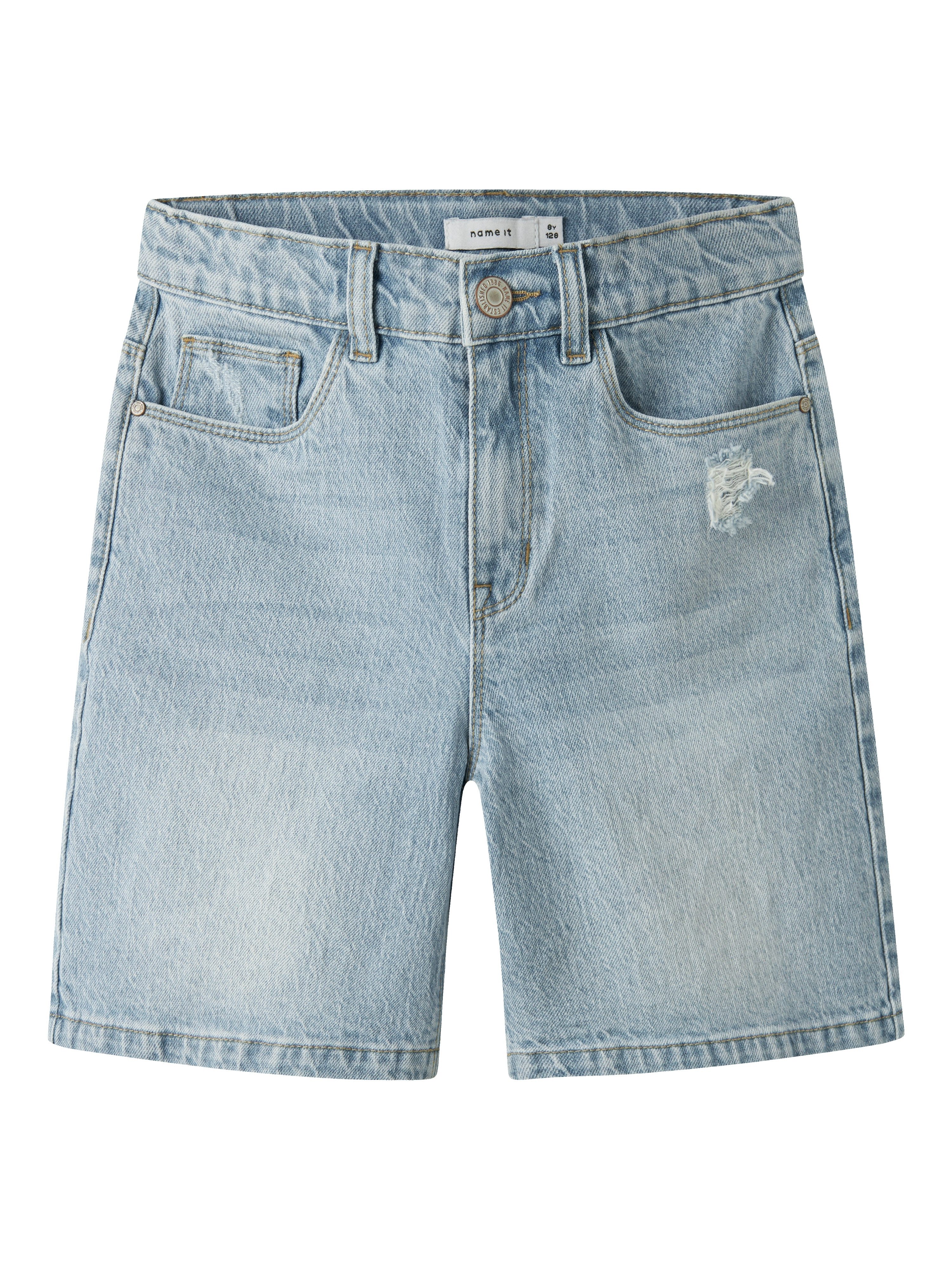 Name It Jeansshorts NKFROSE HW LONG DNM SHORTS 1160-TK Baumwollmischung, Destroyed Effekt