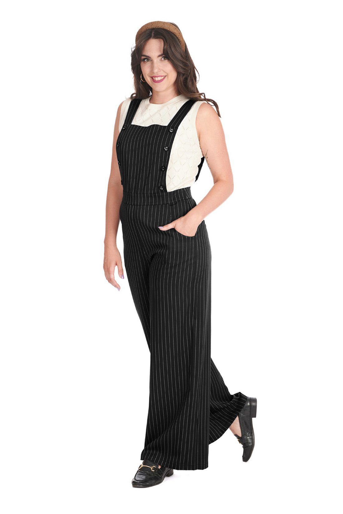 Banned Latzhose Stripe Sail Retro Vintage Nadelstreifen Dungaree