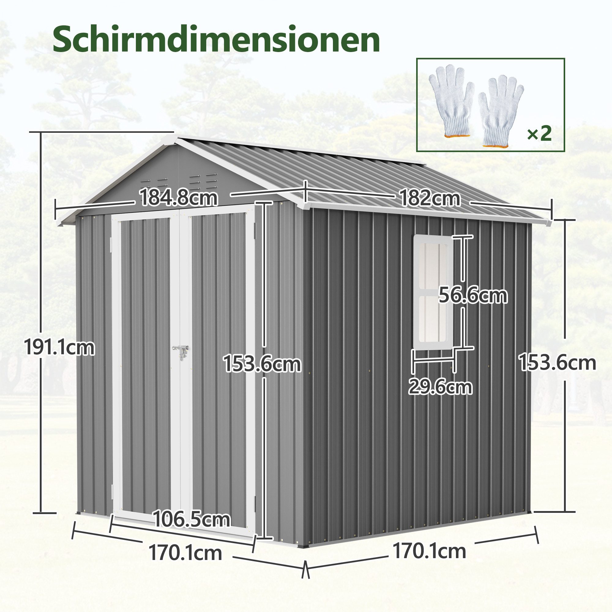 Thanaddo Gartenhaus Metall Gerätehaus Geräteschuppen Inkl. Metallfundament, (Mehr Leben im Garten), inkl. Fundament aus Metall (ohne Boden) – Bild 2 von 5