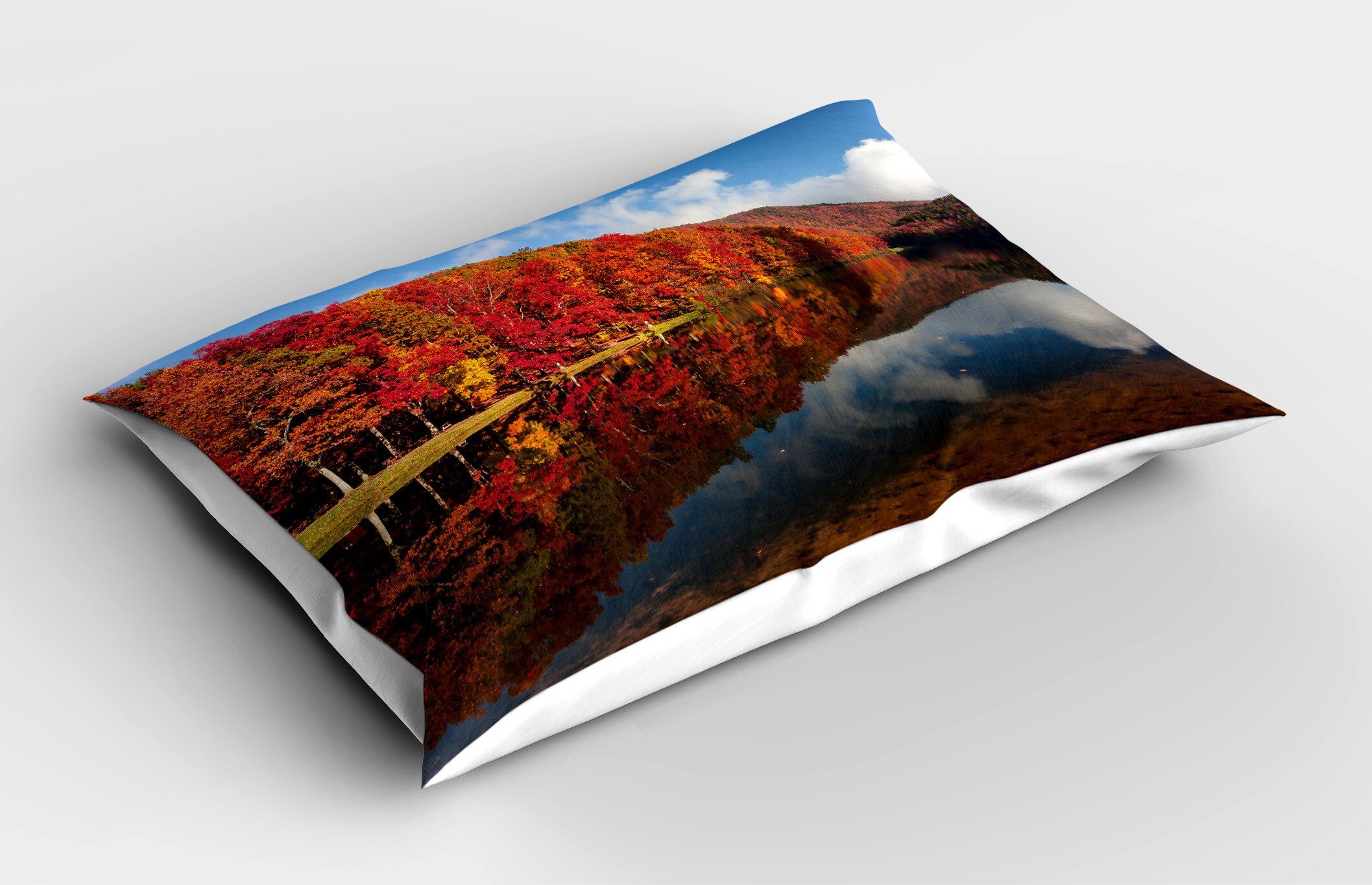 Kissenbezüge Dekorativer Standard Size Gedruckter Kopfkissenbezug, Abakuhaus (1 Stück), Herbstlaub National Forest Scenery