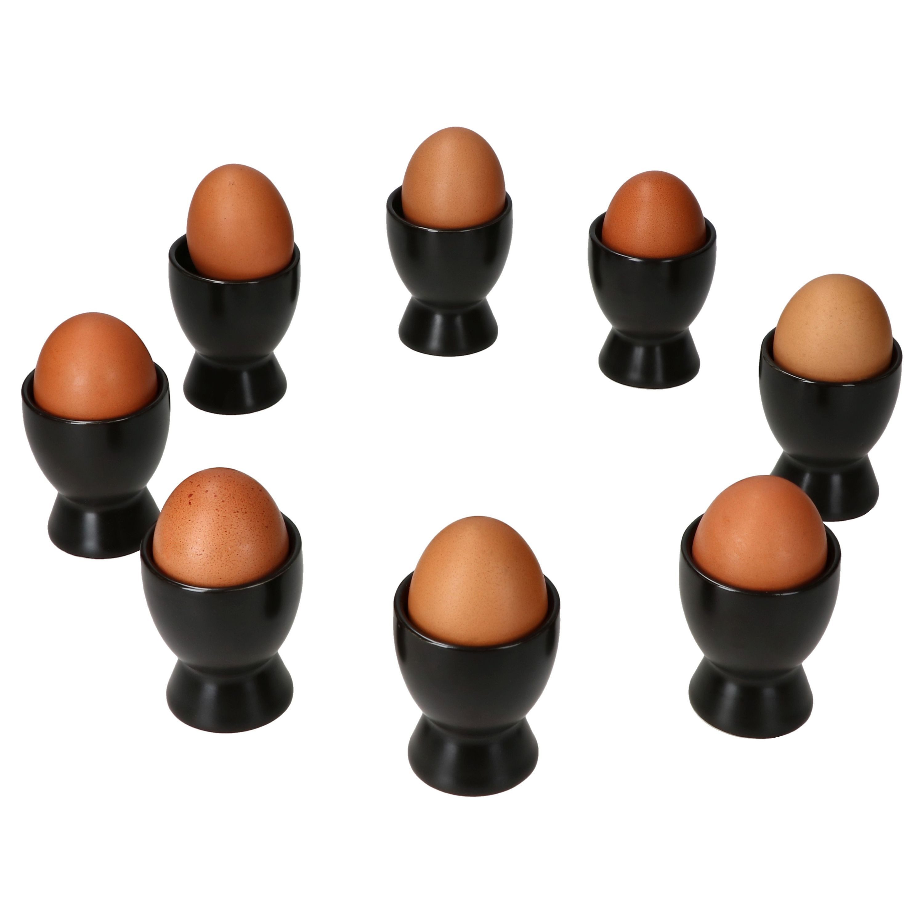 MamboCat Eierbecher 8x Nero Eierbecher schwarz Steingut Frühstück Brunch Buffet