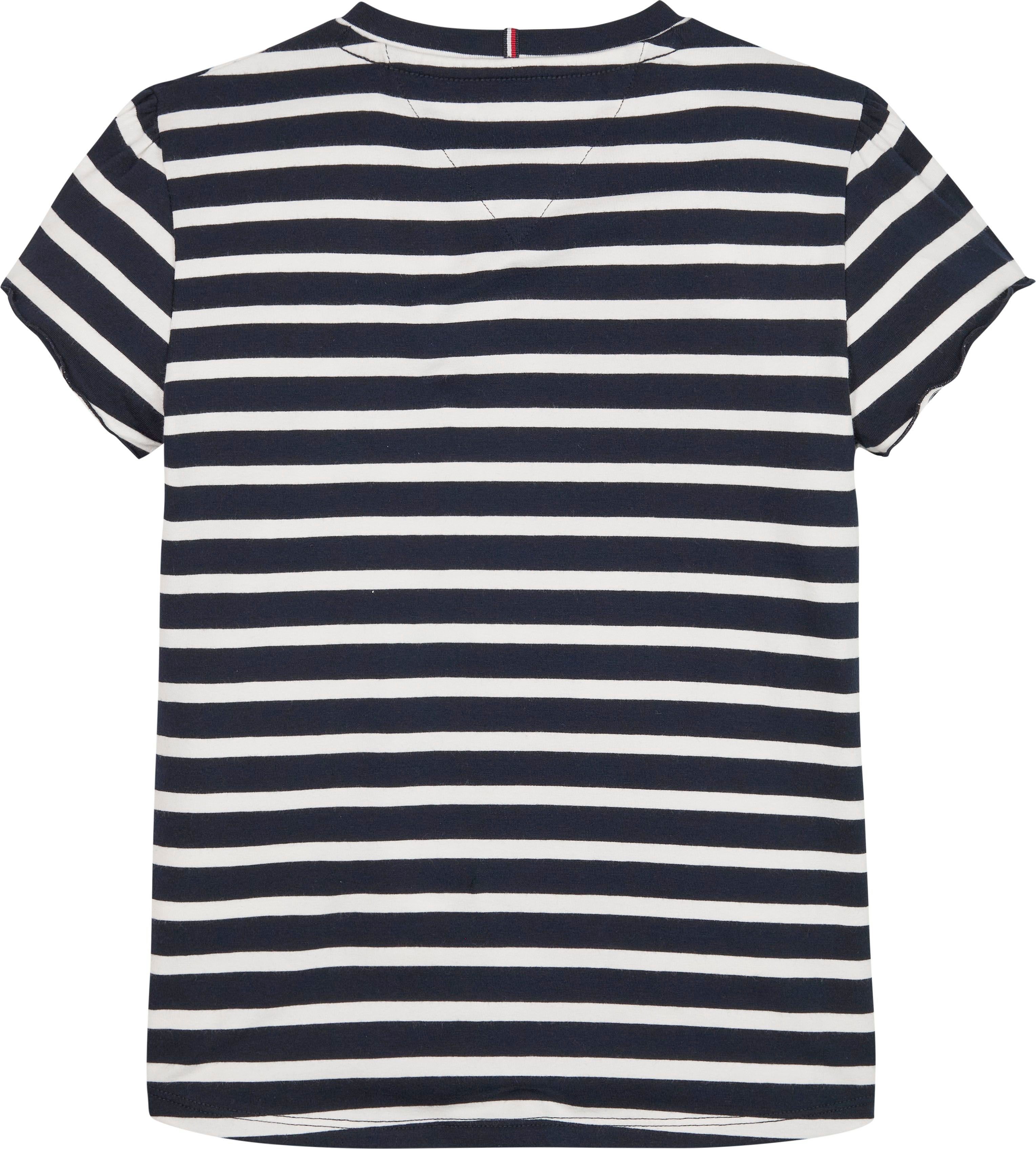 Tommy Hilfiger T-Shirt STRIPED in S/S SLEEVE TOP gestreifter Optik Desert-Sky-Stripe RUFFLE