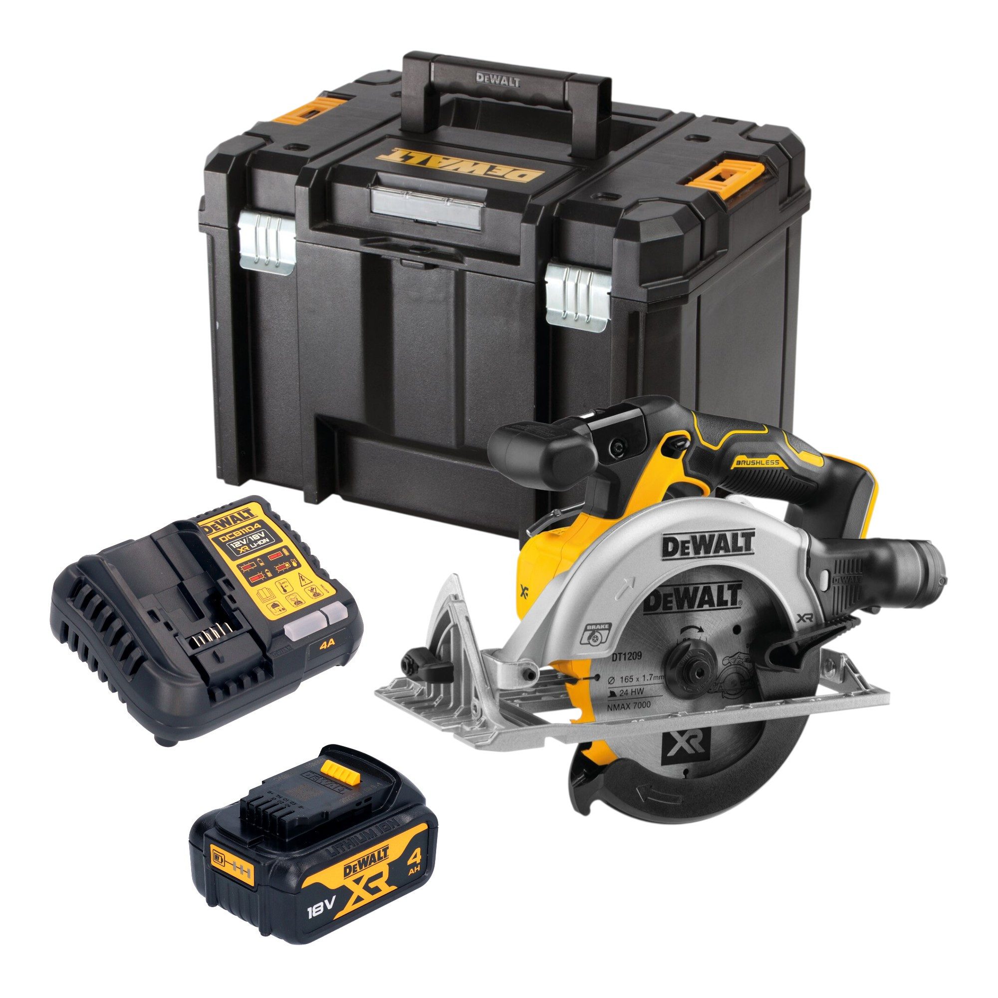 DeWalt Kompakt-Handkreissäge DCS 565 M1T Handkreissäge 18 V 165 mm + 1x Akku 4,0Ah + Lader + TSTAK