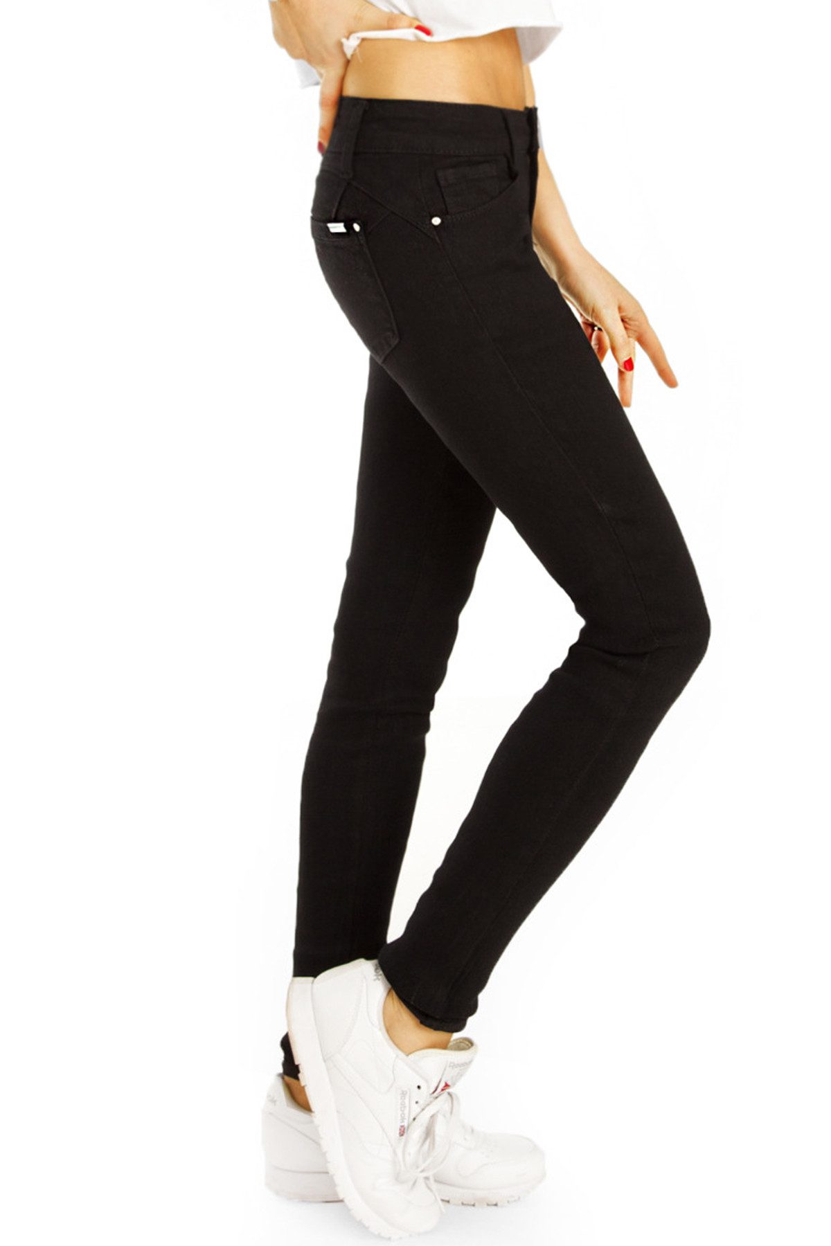 be styled Low-rise-Jeans Low Waist Jeans Hose hüftige Röhrenjeans Hüftjeans - Damen - j2e mit Stretch-Anteil