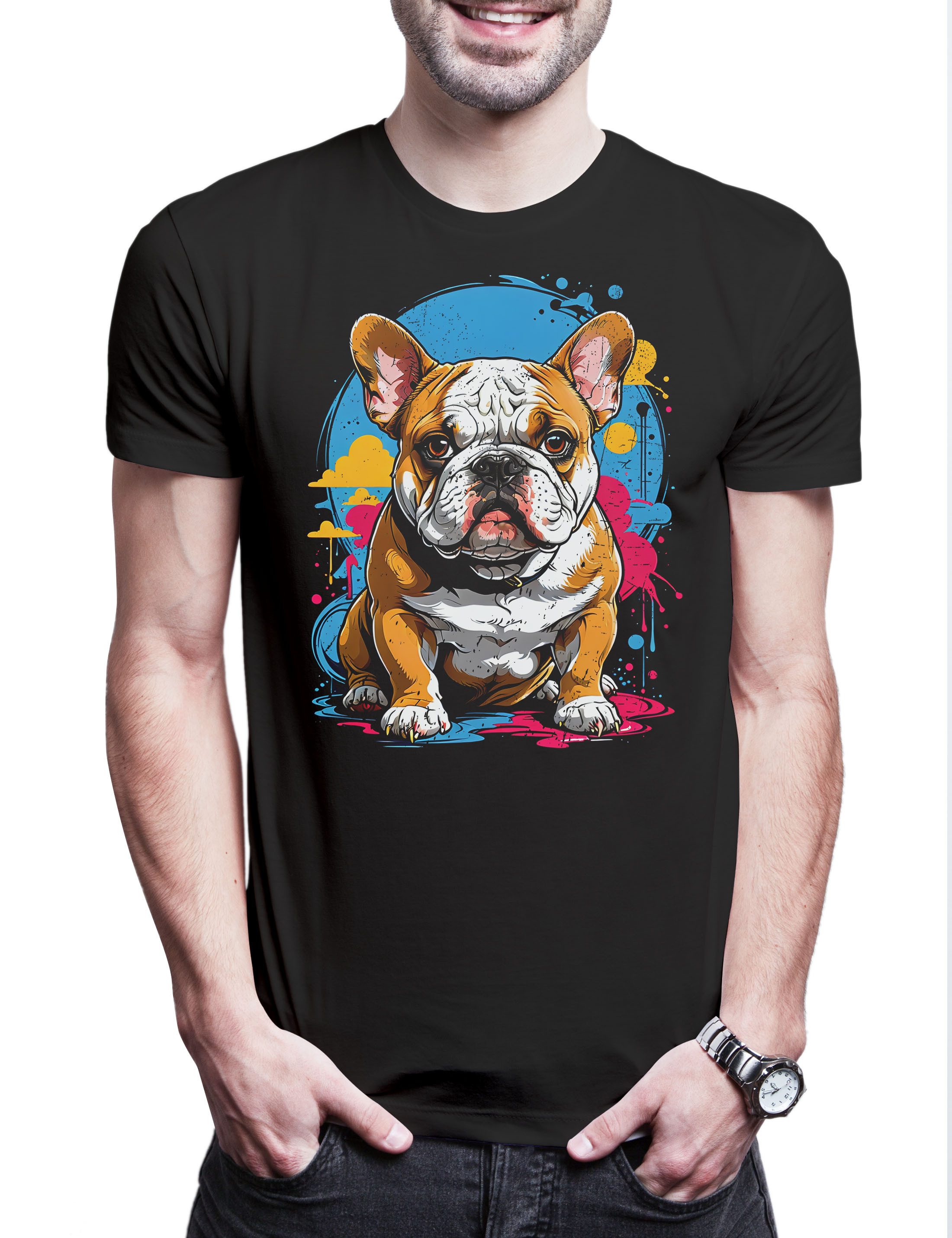 Urban Backwoods Print-Shirt Bulldog Art Herren T-Shirt Bulldogge British Dog Hund Bull Dogge (1-tlg) American English French Love