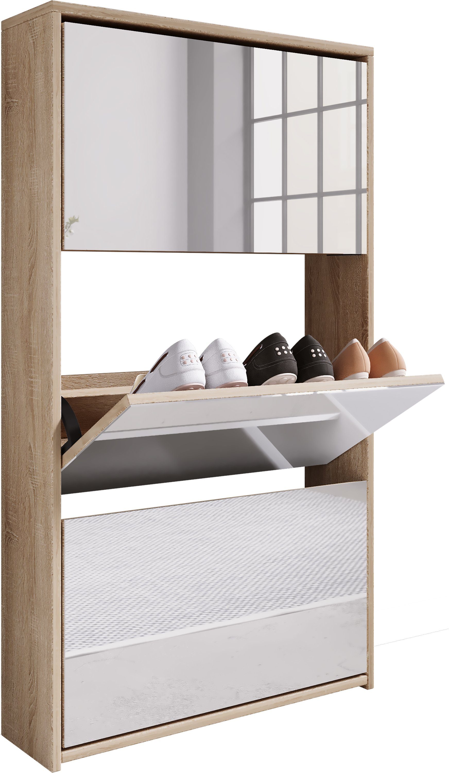 VCM Schuhschrank Holz Schuhschrank Schuhkipper Spiegel günstig online kaufen
