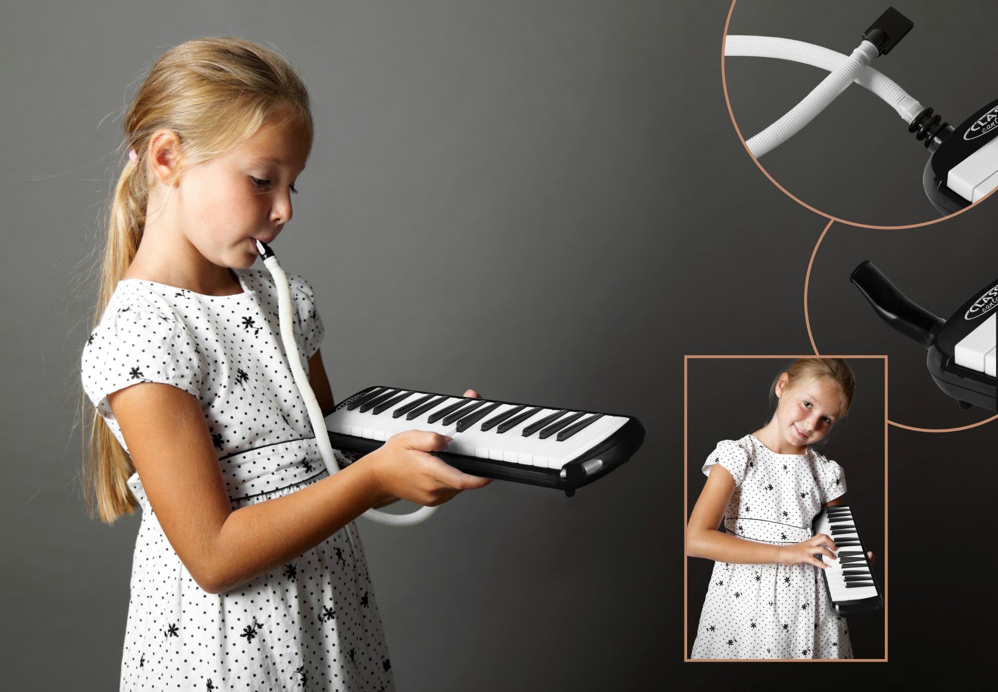 Classic Cantabile Melodica Blasharmonika mit 32 Tasten - Melodica Instrument f - c³, Anfänger-Set, 6-St., Mit Etui, Mundstück und Anblasschlauch, Booklet mit 5  – Bild 5 von 5