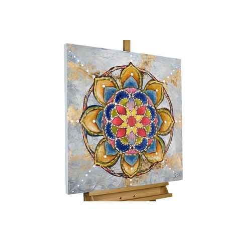 KUNSTLOFT Gemälde Mandala Love 80x80 cm, Leinwandbild 100% HANDGEMALT Wandbild Wohnzimmer