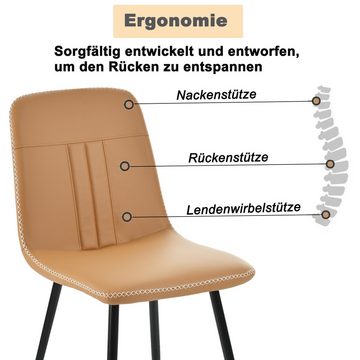 WISHDOR Essgruppe Esstisch Uud Esszimmerstühle, (5-tlg., 1 Tisch 140*80*75cm und 4 Stühle Kunstleder), Esstisch mit 4 Stühlen Set Küchetisch Esszimmerstuhl, Metallbeine