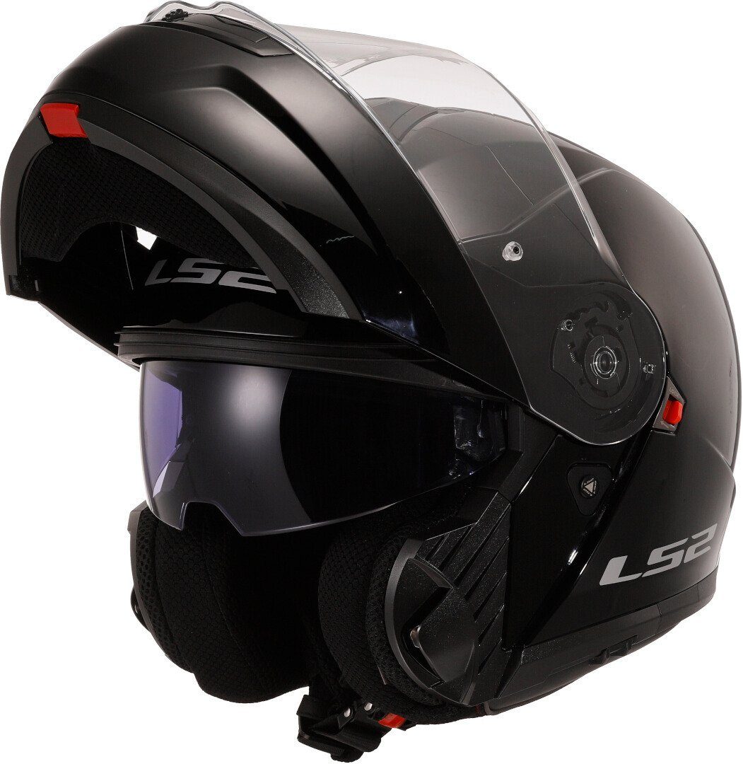 LS2 Motorradhelm FF908 Strobe II Solid Klapphelm, vorbereitet für Kommunikationssystem,integriertes Sonnenvisier