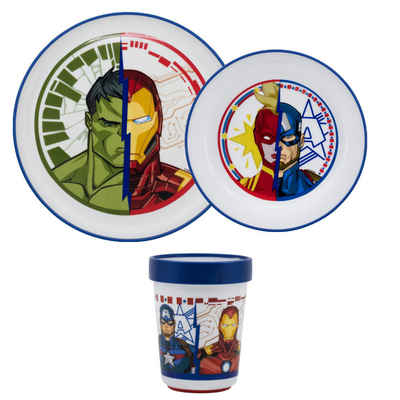 MARVEL Kindergeschirr-Set Marvel Avengers Kinder antirutsch Geschirr-Set 3 tlg (3-tlg), 1 Personen, Kunststoff, Becher Teller Schüssel