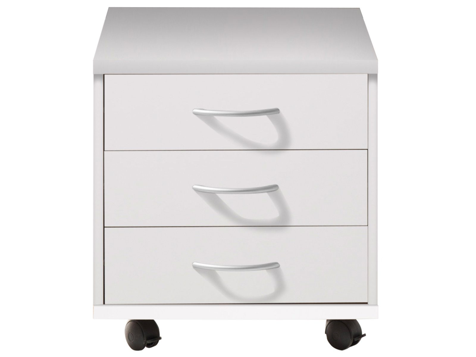 Schrank, und Aktenschrank Rollcontainer Olli 1 Spanplatte 1 1 Regal, bestehend aus 1 Schreibtisch (4-St) möbelando Büro-Set in Weiß Modernes aus
