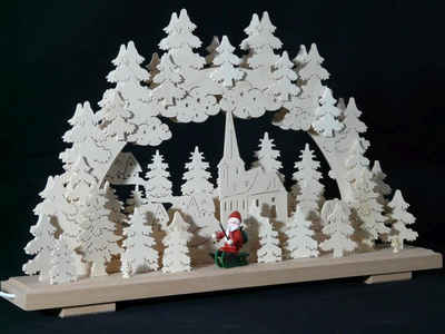 Lichterbogen Schwibbogen mit Weihnachtsmann und Beleuchtung BxHxT 50x31x7cm NEU