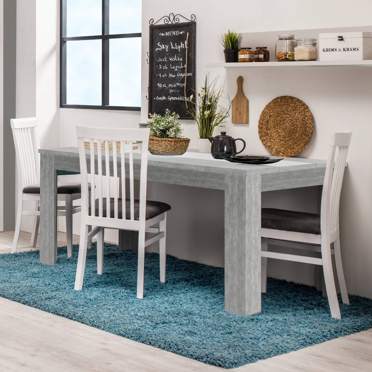 Homestyle4u Esstisch Esszimmertisch Holztisch grau Küchentisch 135x80 (kein Set) grau cm Holz | Farben | mehrere grau
