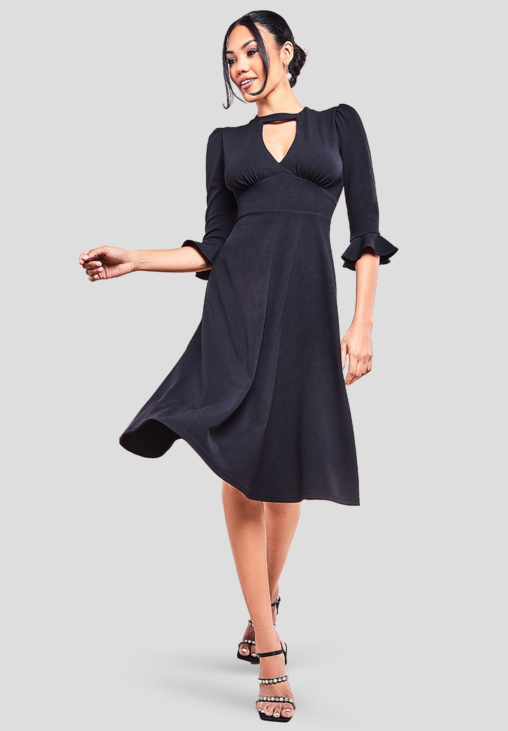 Goddiva Midikleid Flared Sleeve Midi Dress knielang günstig online kaufen