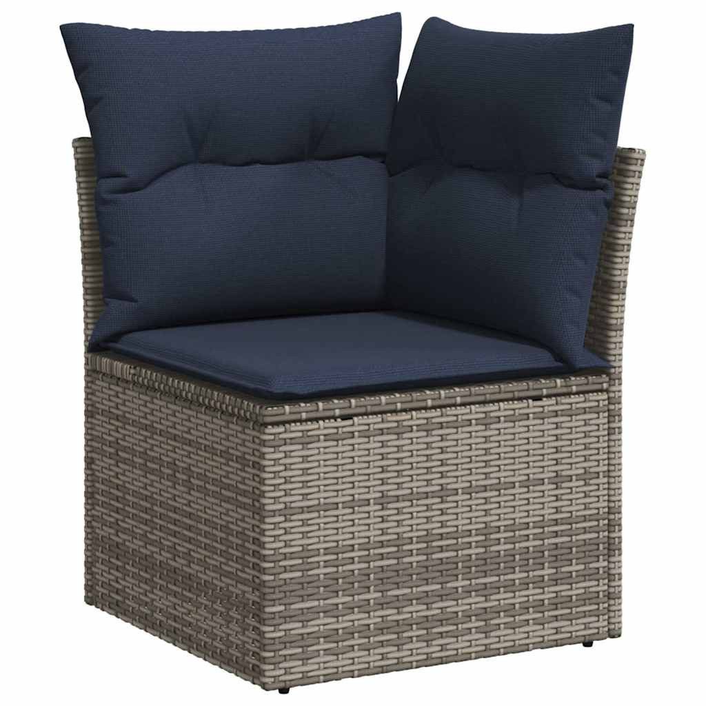 vidaXL Gartenlounge-Set 6-tlg. Garten-Sofagarnitur mit Kissen Grau Poly Rattan, (1-tlg)