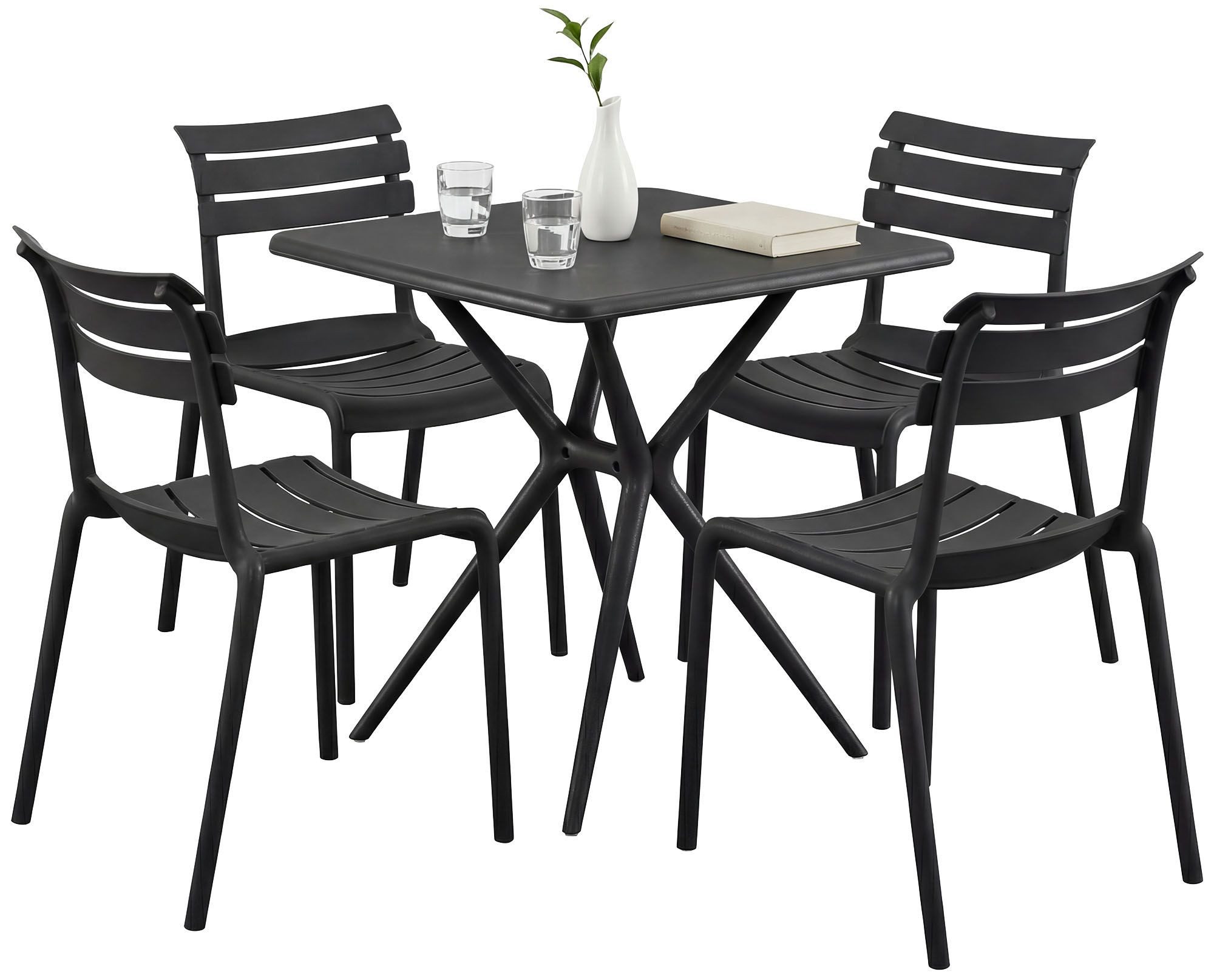 CLP Garten-Essgruppe Vela, (Set), Garten-Set, Tisch 72x72 cm, 4 Stühle