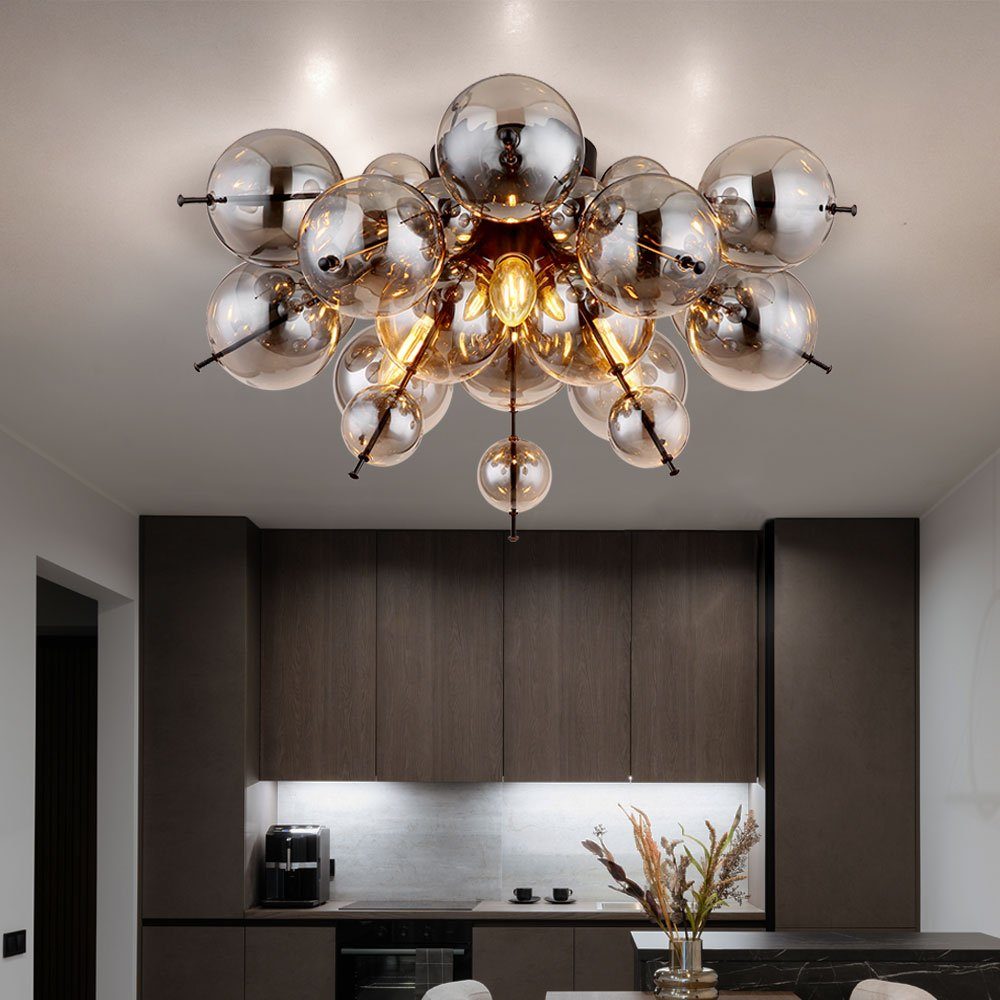 GLOBO LIGHTING Kugelleuchte, Leuchtmittel nicht inklusive, Deckenleuchte Deckenlampe Wohnzimmerlampe Rauchfarbe