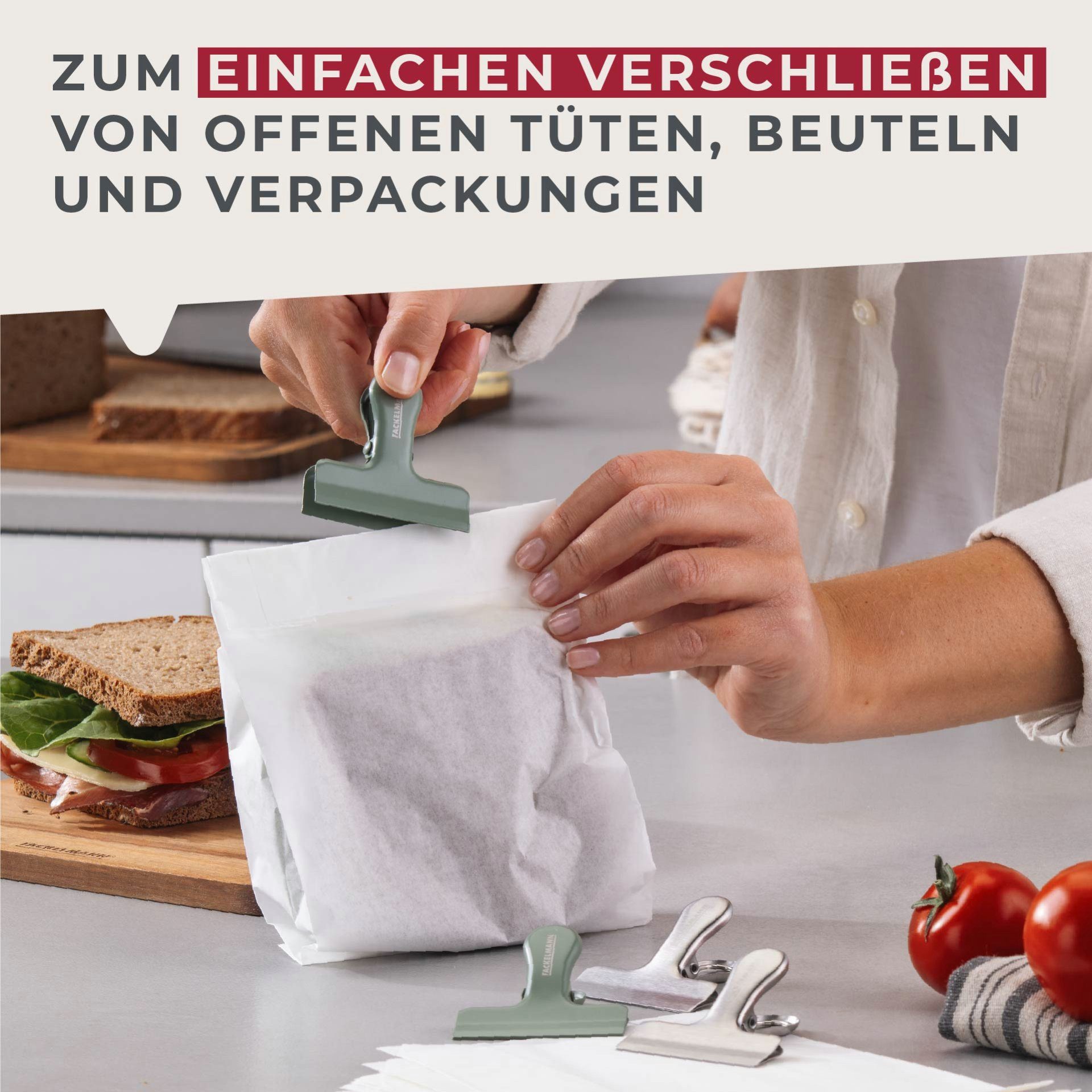 FACKELMANN Verschlussklammer Vielseitige Verschlussclips, Praktische Beutelklammern, Tütenclips
