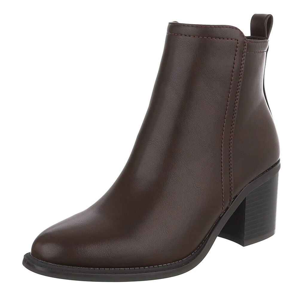 Ital-Design Damen Stiefelette Lederoptik Blockabsatz elegant Stiefelette (92269229) Blockabsatz Stiefeletten in Braun