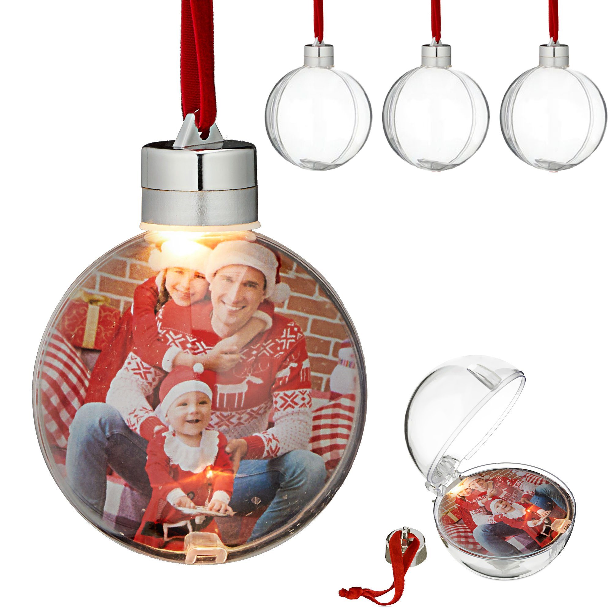 CEPEWA LED Dekolicht Christbaumschmuck Leuchtfunktion inkl. Knopfzelle 4er Set