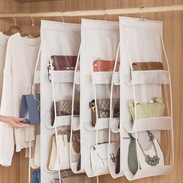yozhiqu Hängeaufbewahrung 2er-Pack Kleiderschrank hängende Handtaschen- und Geldbörsenorganizer, Platzsparender Handtaschen-Garderobentaschen-Organizer mit 8 Taschen